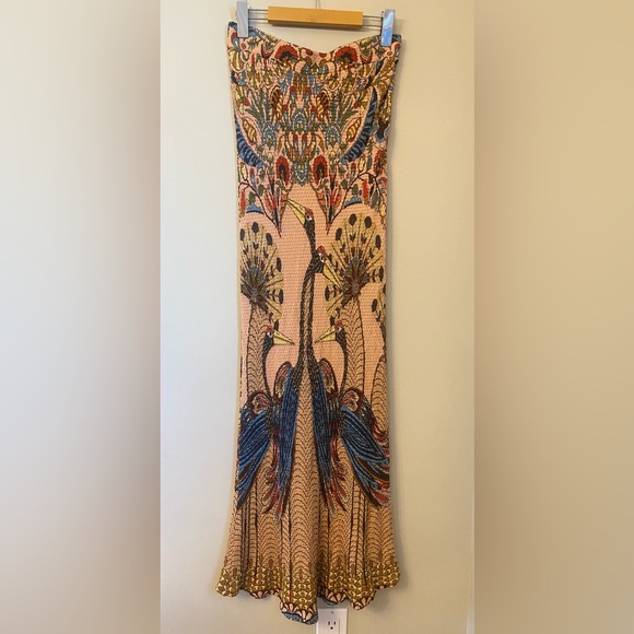 FARM Rio for Anthropologie Peacock Maxi Skirt Floral Bohemian Size Small - Picture 4 of 13